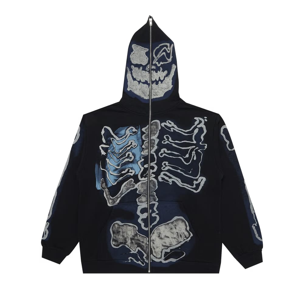 Travis Scott Cactus Jack For Fragment Skeleton Graffiti Full Zip Hoodie