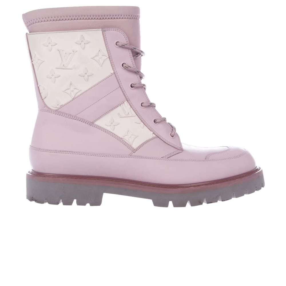 Louis Vuitton Leather Ankle Lace Up Boot Embossed Monogram