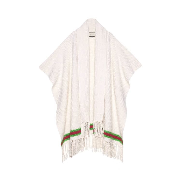 Gucci Wool Oversize Cape With Scarf Ivory