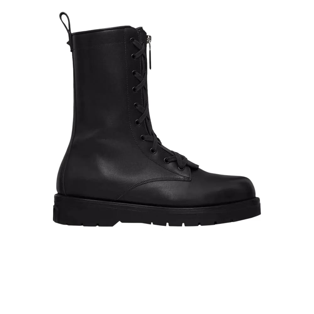 Valentino x Combat Leather Boot Black