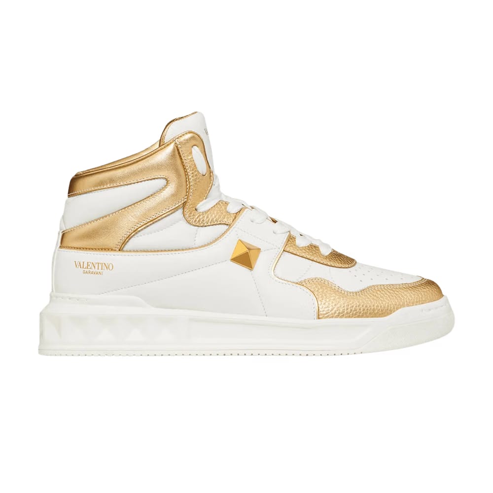 Valentino One Stud Mid White Metallic Gold