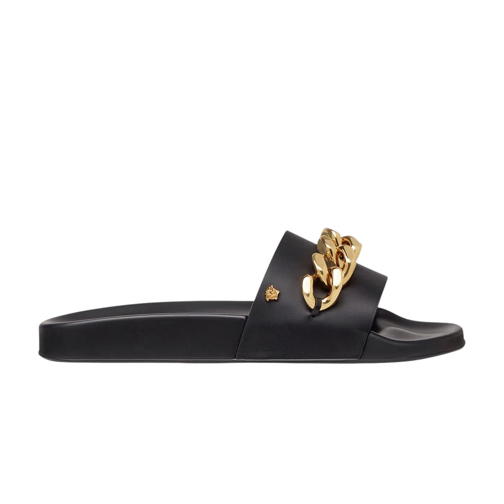 Versace Pool Slide Medusa Chain - Black
