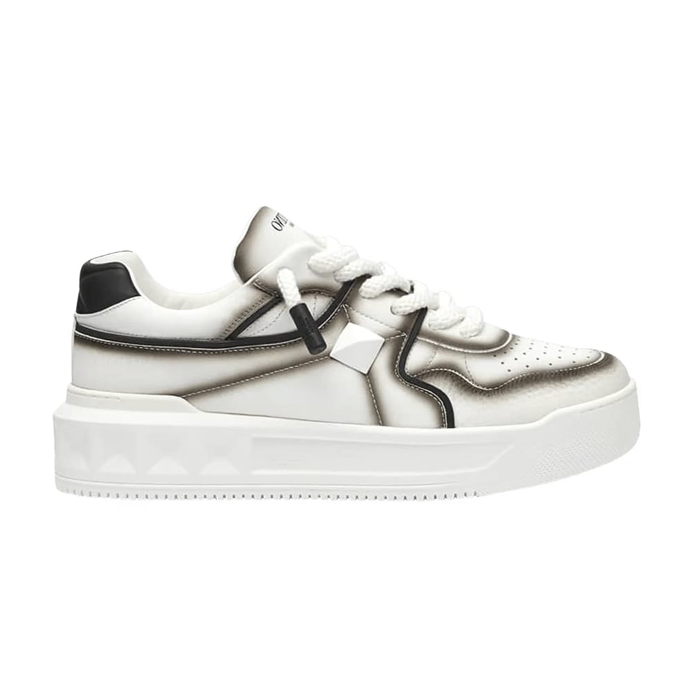 Valentino One Stud Low White Black Fade