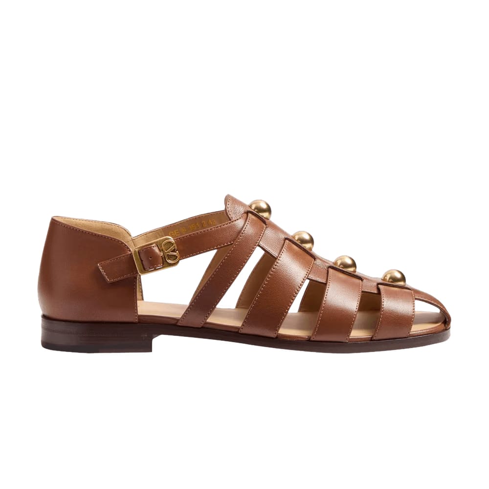 Valentino Studshield Bucket Sandal Tobacco