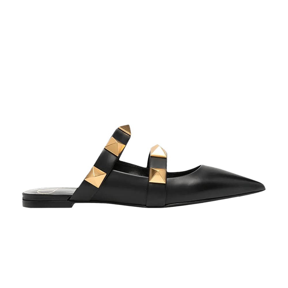 Valentino Wmns Roman Stud Pointed Toe Mule 'Black Gold'