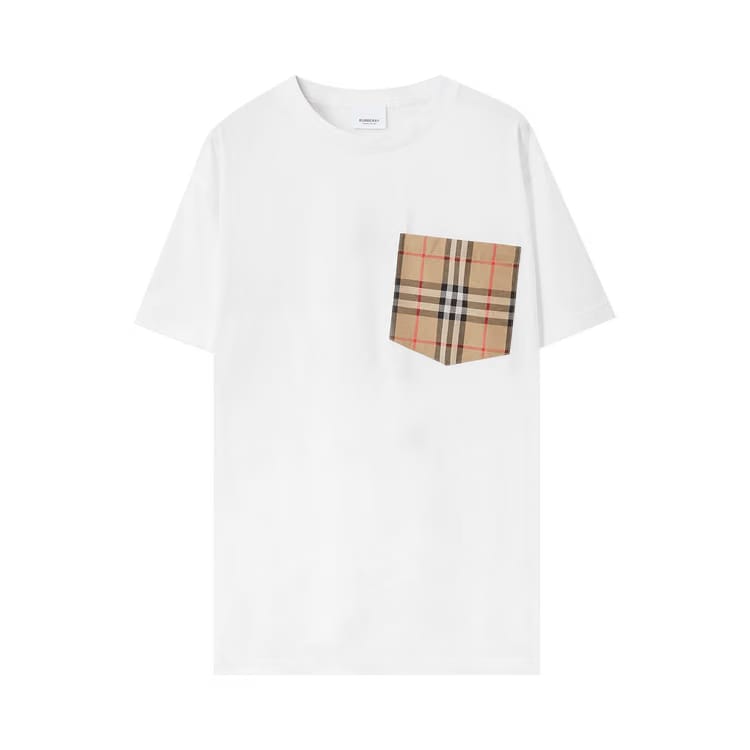 Burberry Check Print Pocket T-Shirt White