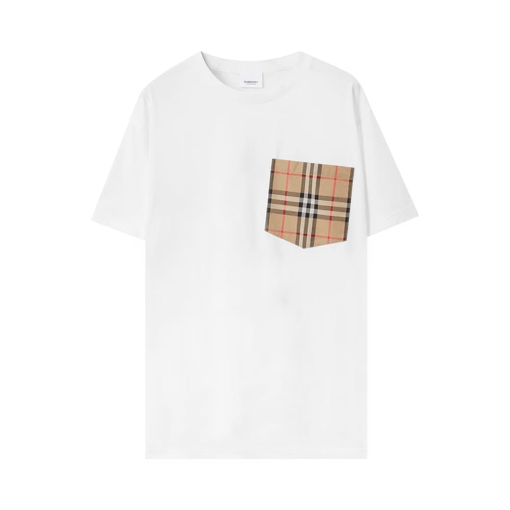 Burberry Check Print Pocket T-Shirt White