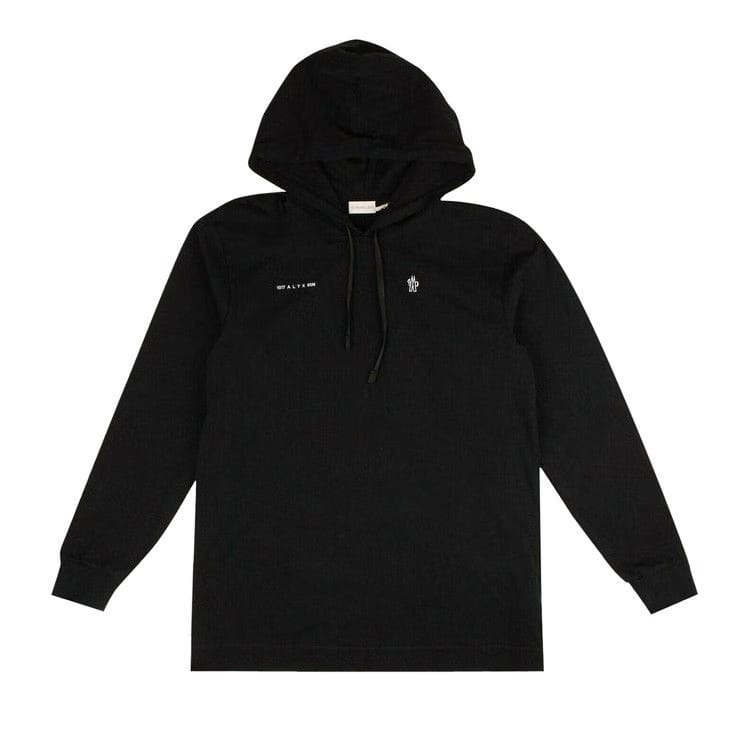 Moncler White Logo Light Hoodie Sweatshirt Black/Grey
