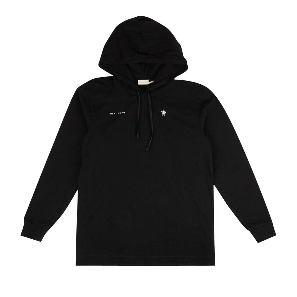 Moncler White Logo Light Hoodie Sweatshirt Black/Grey