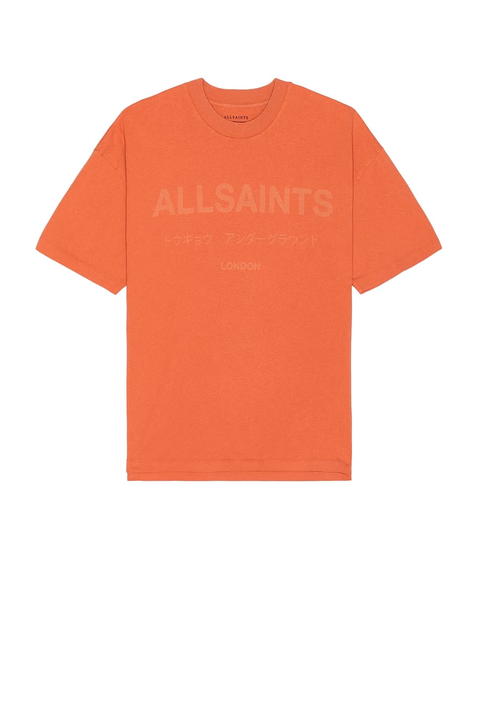 ALL SAINTS LASER SS CREW SUNTBURN ORANGE TSHIRT