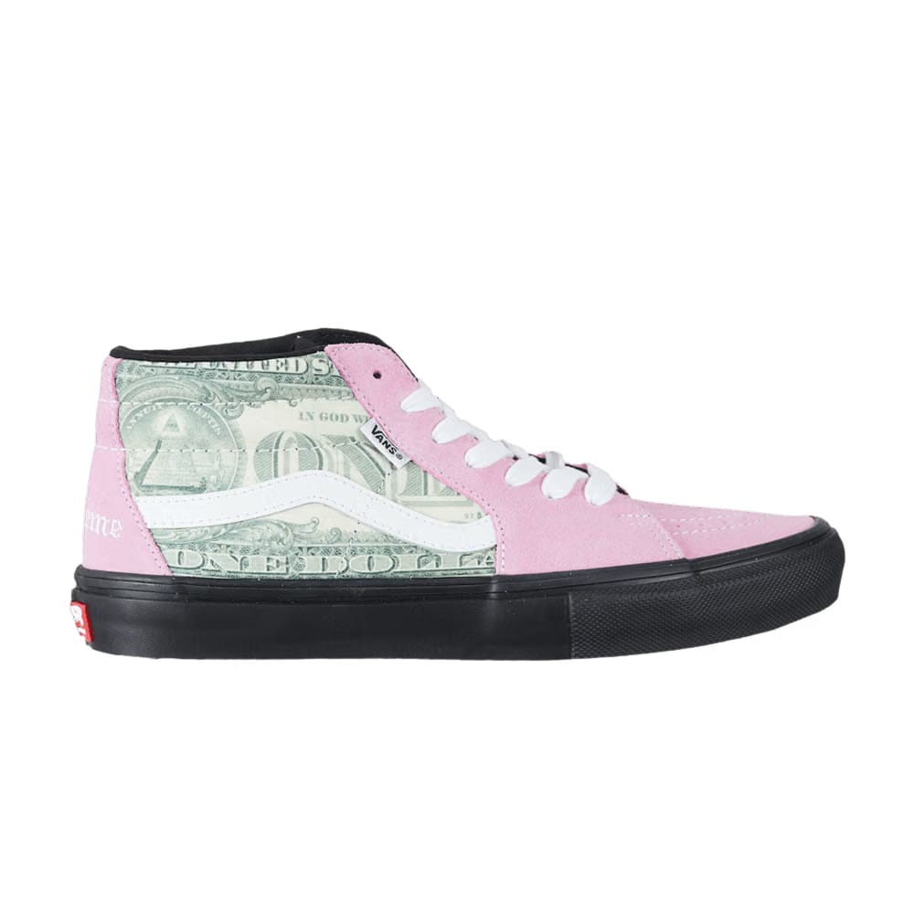 Supreme x Vans Skate Grosso Mid Dollar Bill - Pink