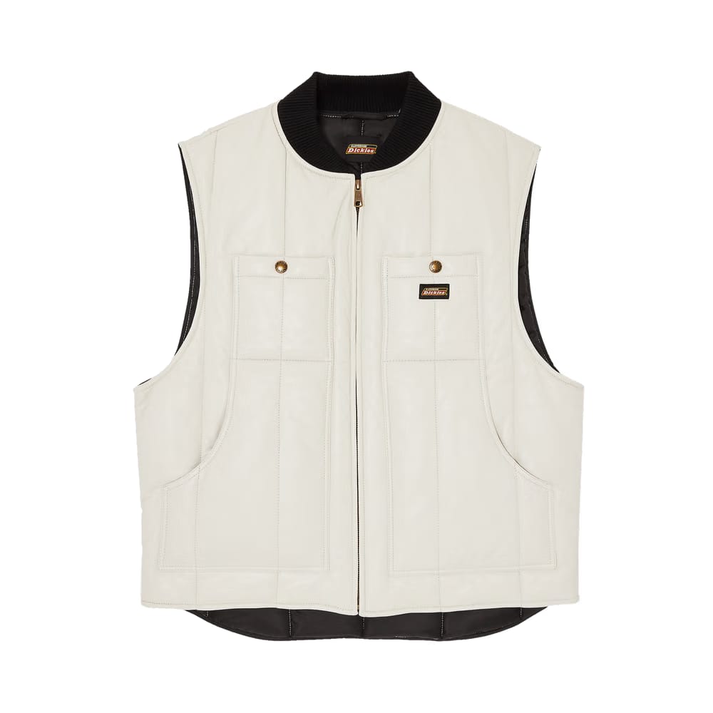 Supreme x Dickies Leather Work Vest White