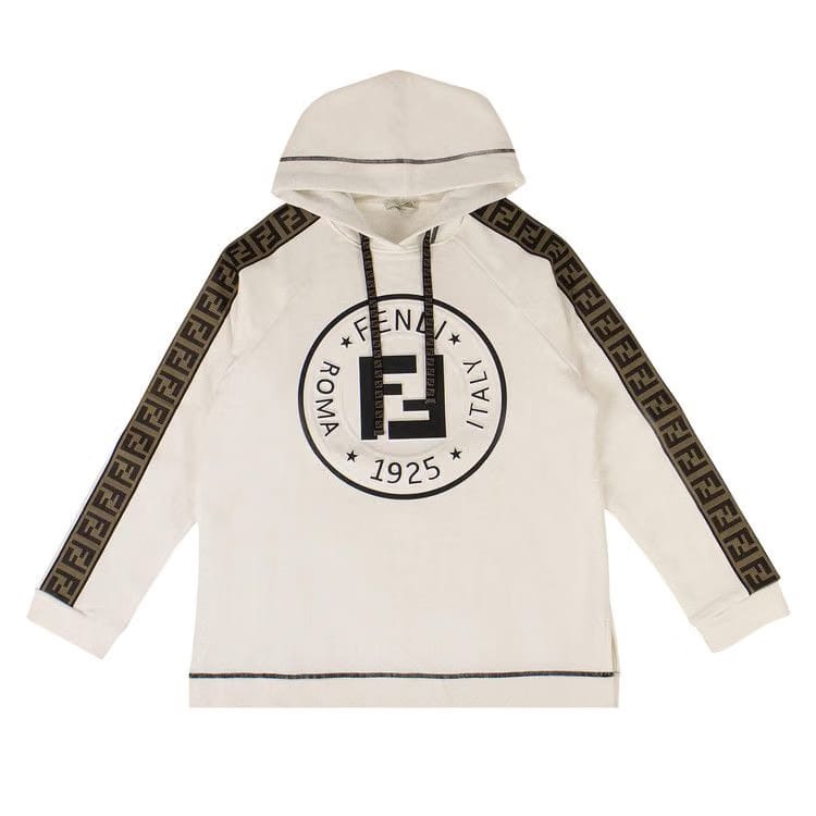 Fendi Logo Stripe Hoodie White