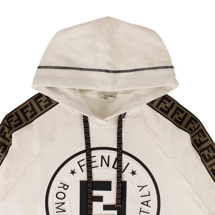Fendi Logo Stripe Hoodie White
