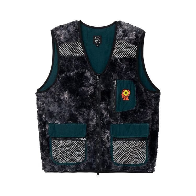 Brain Dead Novelty Dyed Fur Sunflower Tactical Vest Black