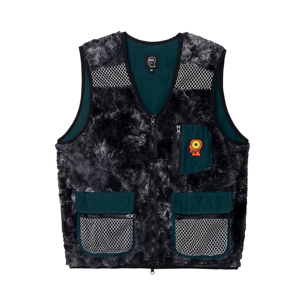 Brain Dead Novelty Dyed Fur Sunflower Tactical Vest Black