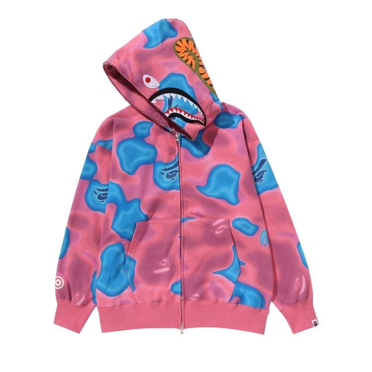 BAPE Liquid Camo Shark Relaxed Fit Full Zip Hoodie Pink