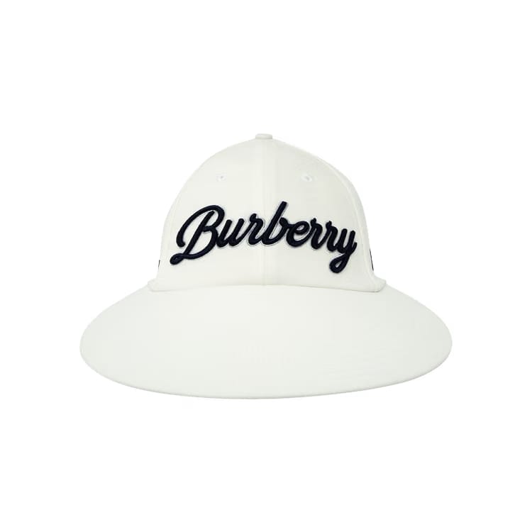Burberry Varsity Logo Wide Peak Cap Optic White