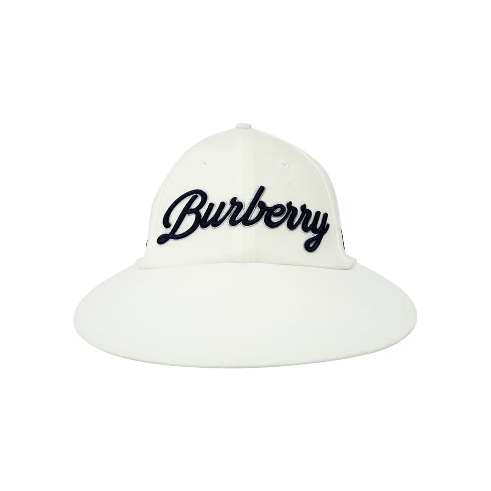 Burberry Varsity Logo Wide Peak Cap Optic White