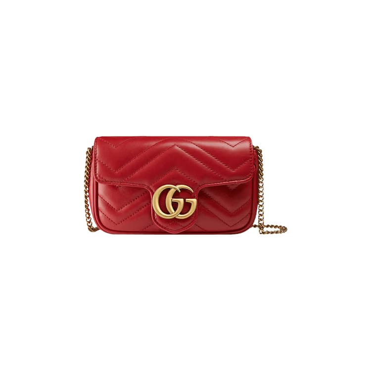 Gucci GG Marmont Matelass� Leather Super Mini Bag Hibiscus Red