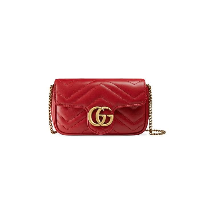 Gucci GG Marmont Matelass� Leather Super Mini Bag Hibiscus Red