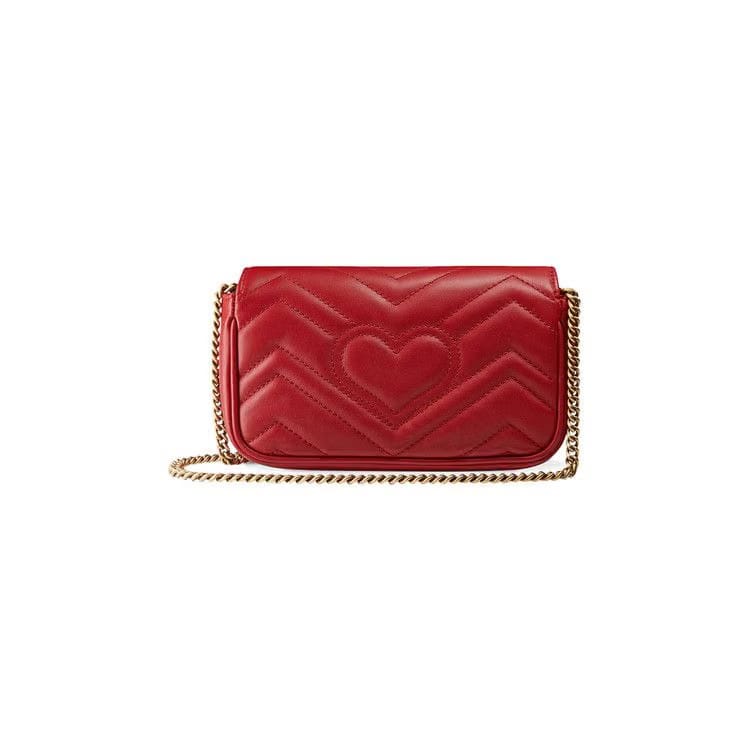 Gucci GG Marmont Matelass� Leather Super Mini Bag Hibiscus Red