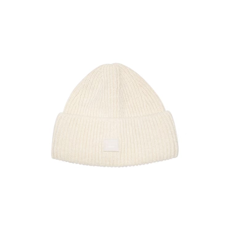Acne Studios Small Face Logo Beanie Oatmeal Melange