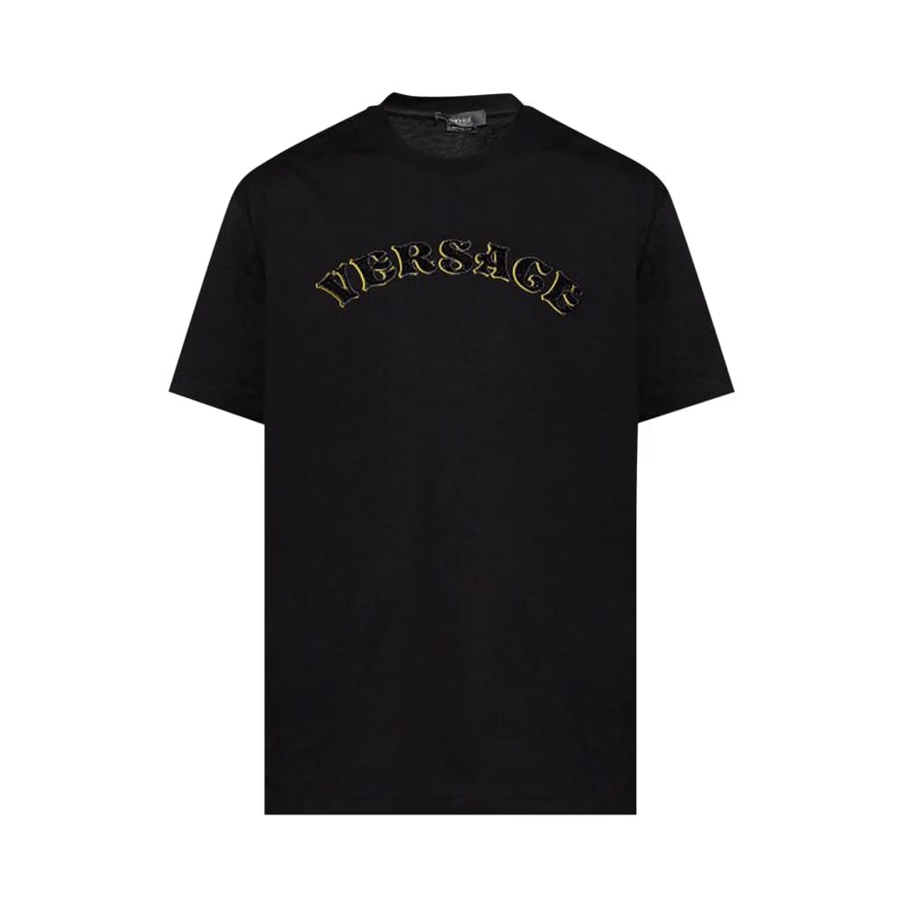 Versace Embroidered Jersey T-Shirt Black