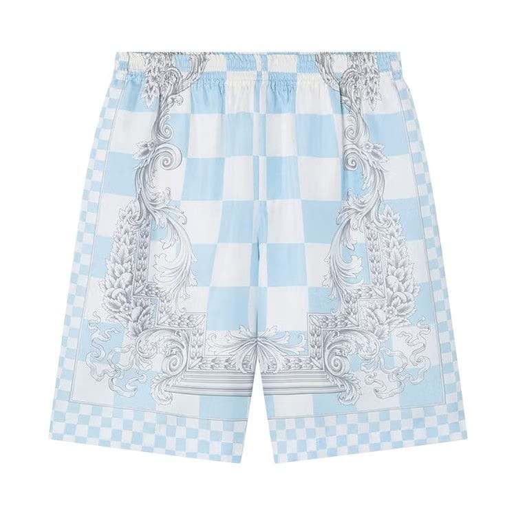 Versace Medusa Print Shorts Pastel Blue/White/Silver