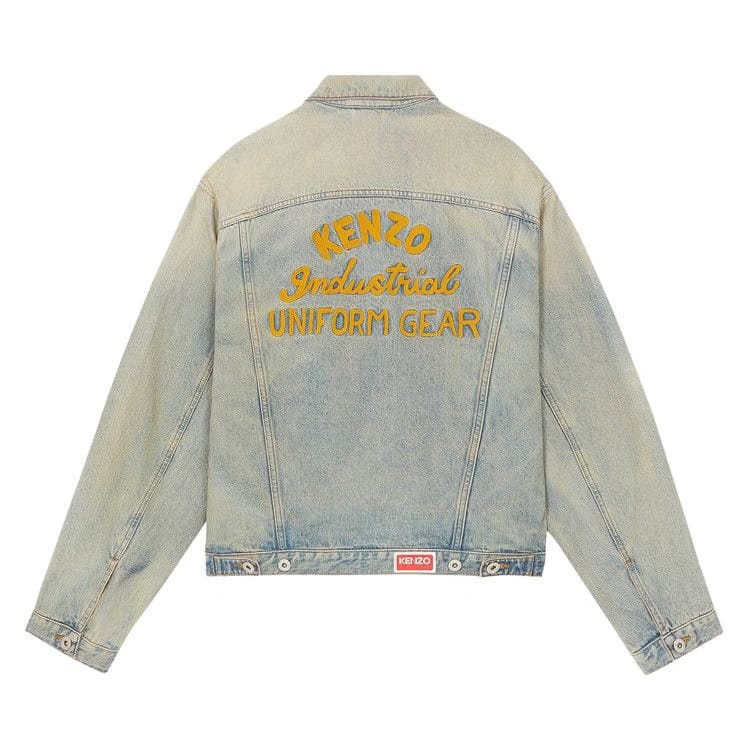 Kenzo Drawn Varsity Denim Trucker Jacket Dirty Denim
