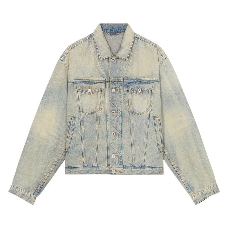 Kenzo Drawn Varsity Denim Trucker Jacket Dirty Denim