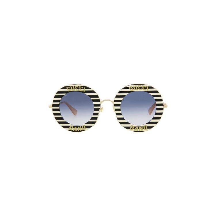 Gucci Round Sunglasses Black/Gold/Blue