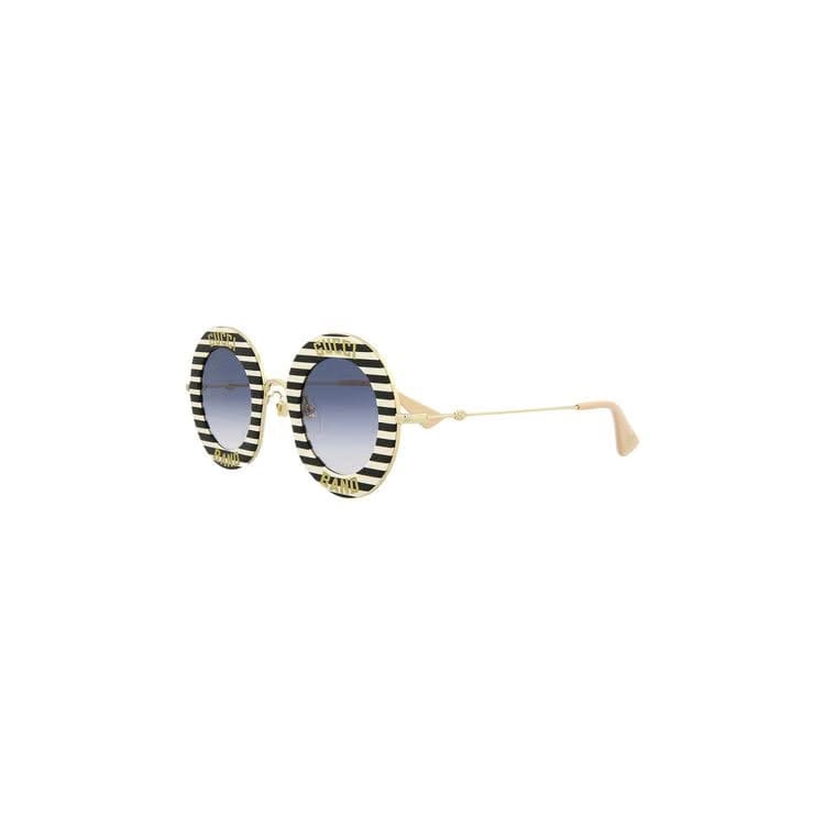Gucci Round Sunglasses Black/Gold/Blue
