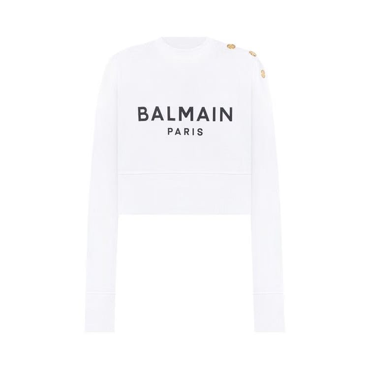 Balmain Cropped Sweatshirt White/Black