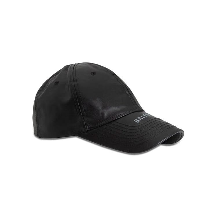 Balenciaga Leather Baseball Cap Black