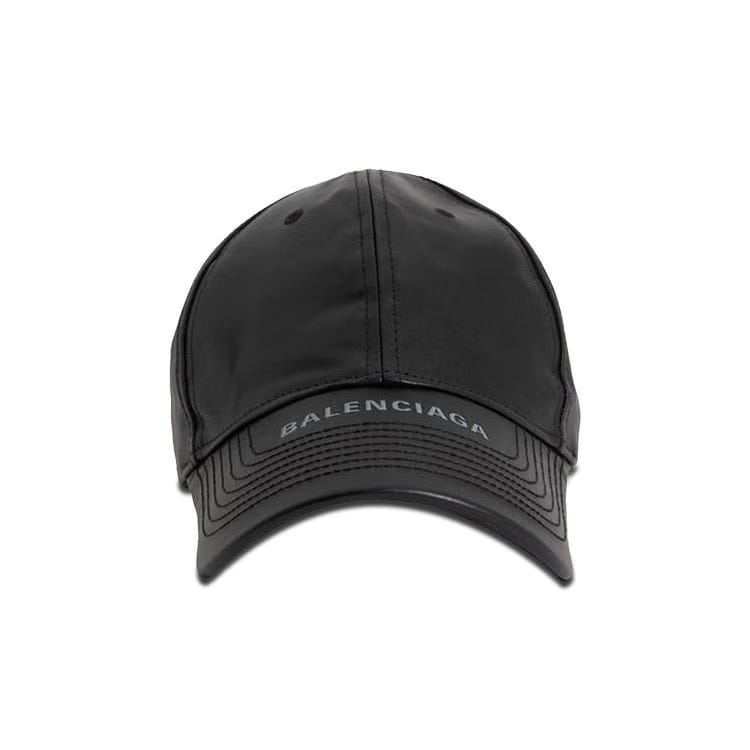 Balenciaga Leather Baseball Cap Black