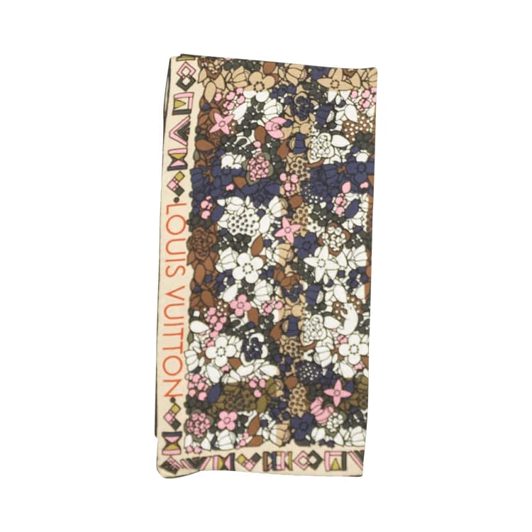 Louis Vuitton Silk Square Floral Scarf Tan