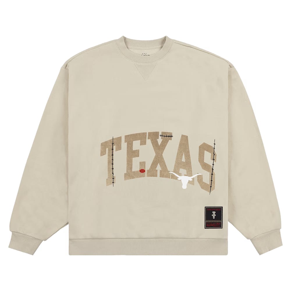 Cactus Jack by Travis Scott x Mitchell & Ness University Of Texas Crewneck Tan