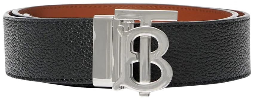 Burberry TB Logo Leather Belt Black/Tan