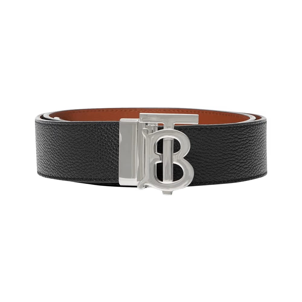 Burberry TB Logo Leather Belt Black/Tan