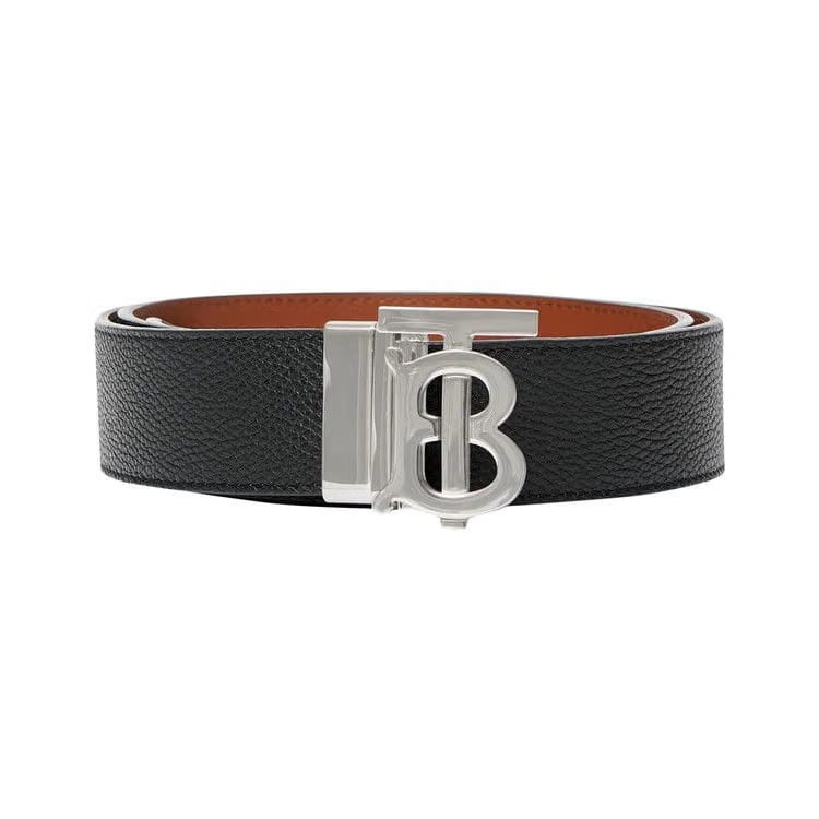 Burberry TB Logo Leather Belt Black/Tan