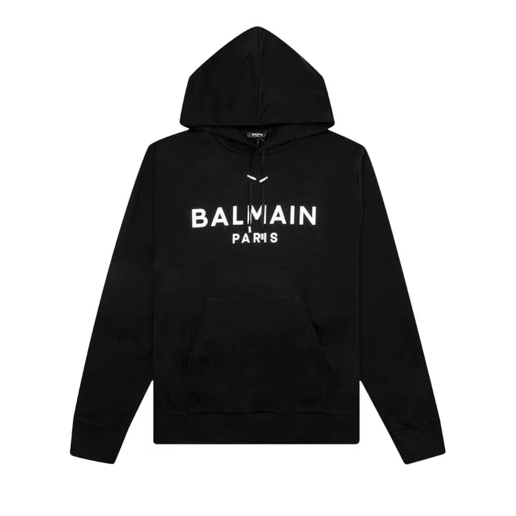 Balmain Printed Hoodie Black/White