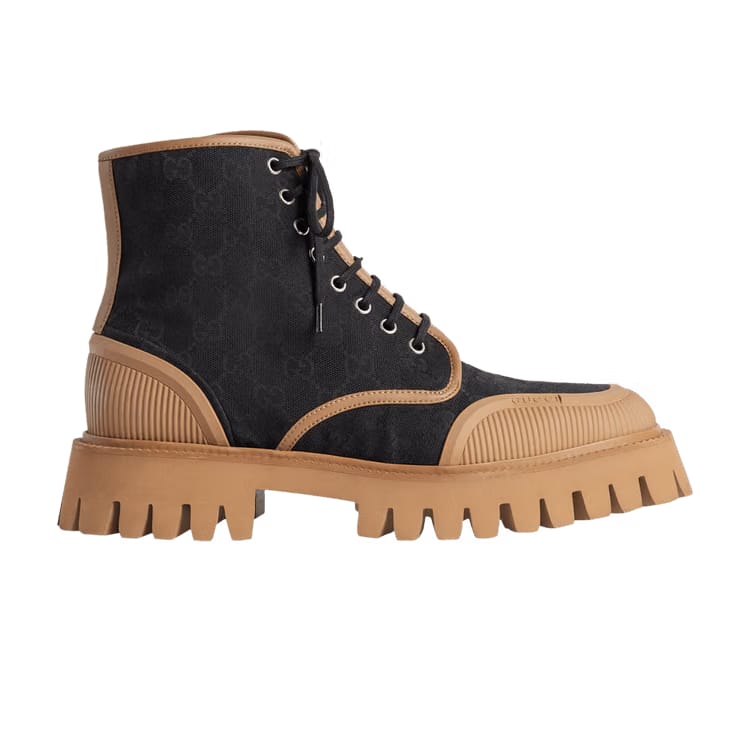 Gucci Lace Up Boot Maxi GG - Black Koi Beige