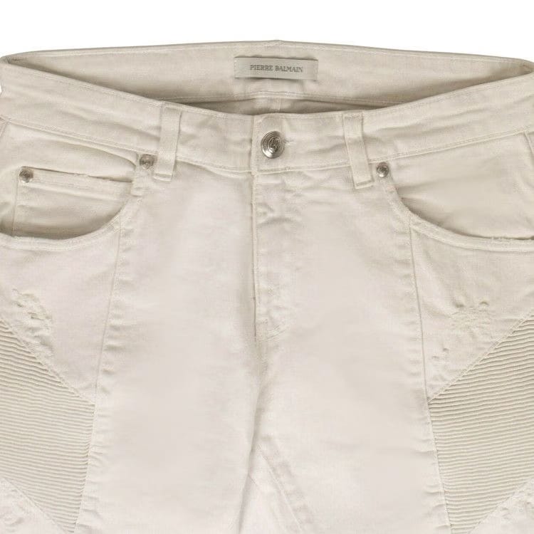 Balmain Distressed Jeans Pants White
