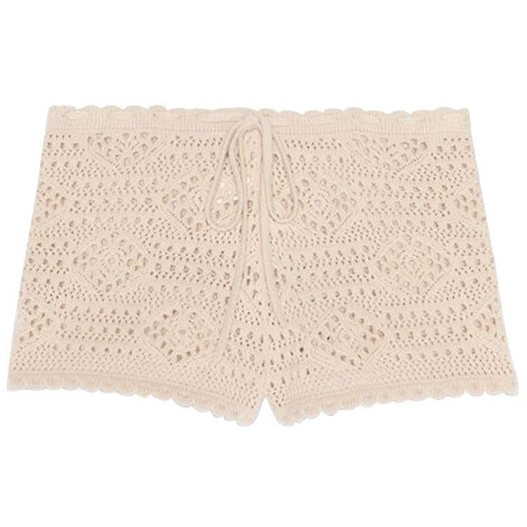 Saint Laurent Low Waisted Crochet Shorts Naturel