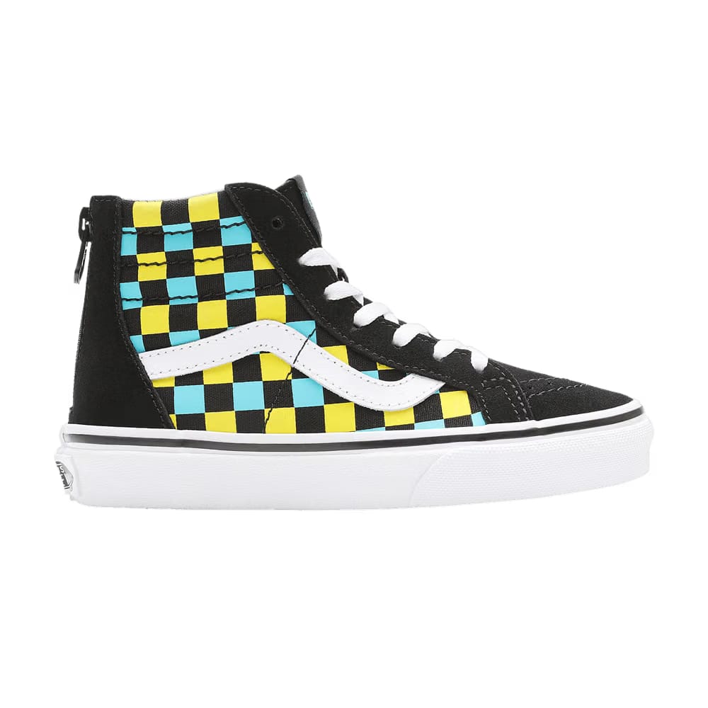 Vans Sk8-Hi Zip Kids Neon Glow Checkerboard