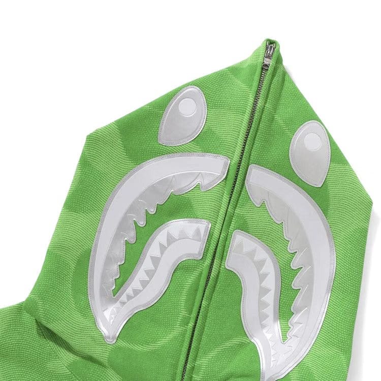 BAPE Ink Camo Shark Zip Hoodie Green