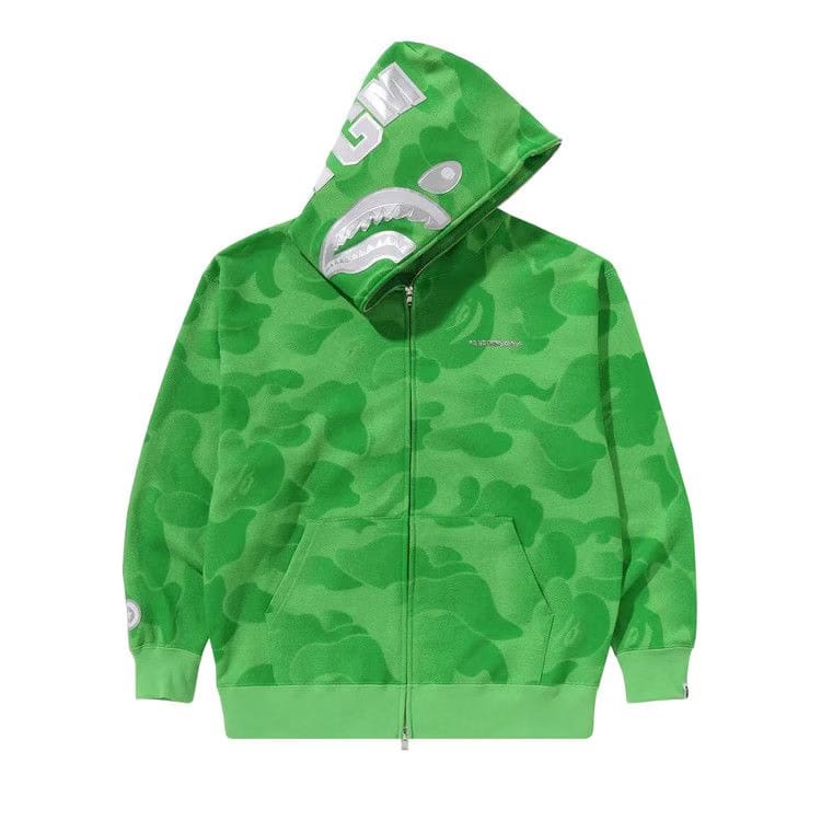 BAPE Ink Camo Shark Zip Hoodie Green