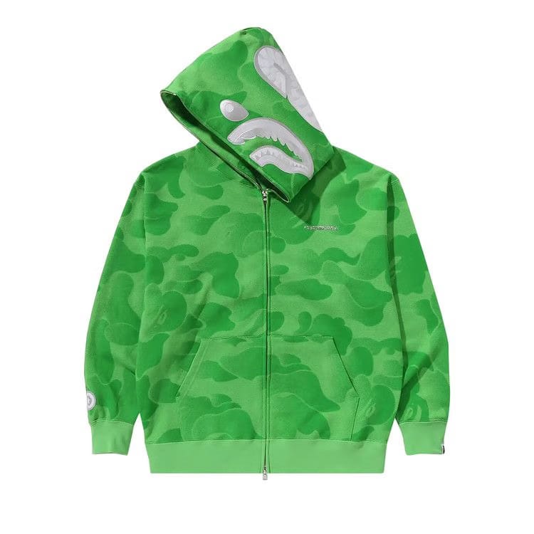 BAPE Ink Camo Shark Zip Hoodie Green