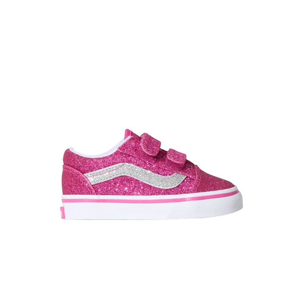 Vans Old Skool V Toddler Glitter Raspberry Rose Pink